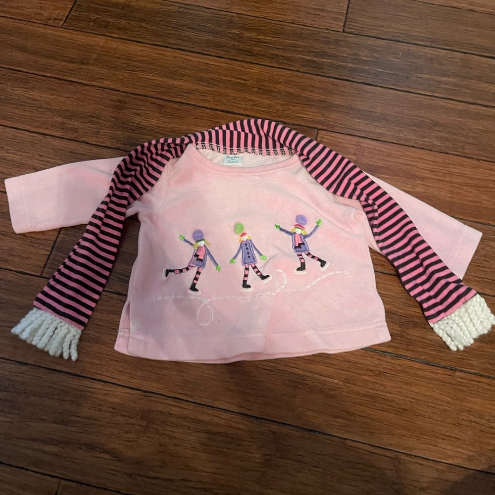 Peaches n Cream striped scarf with Long Sleeve velvet ice skater tee